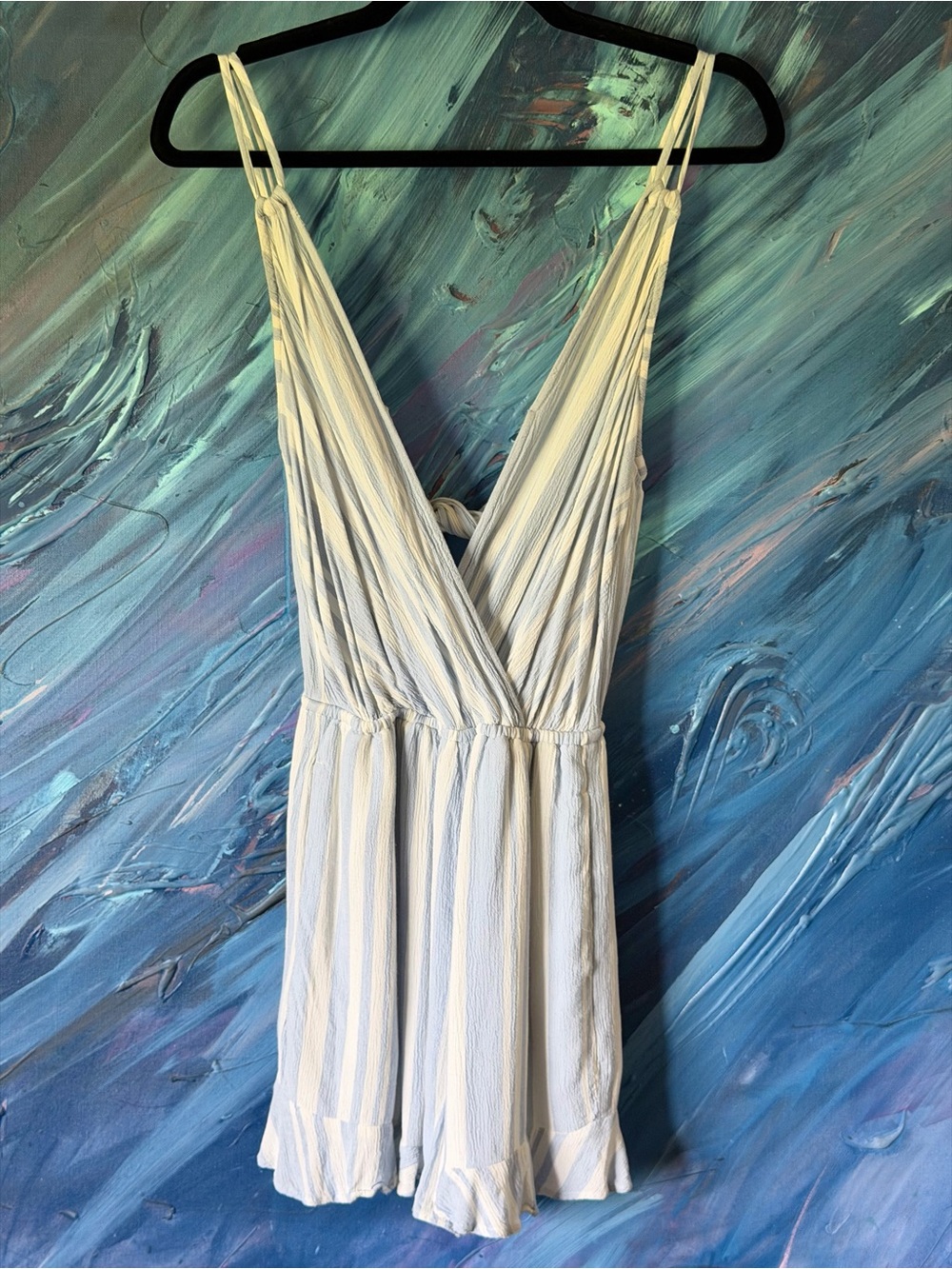 American Eagle Striped Open-back Romper